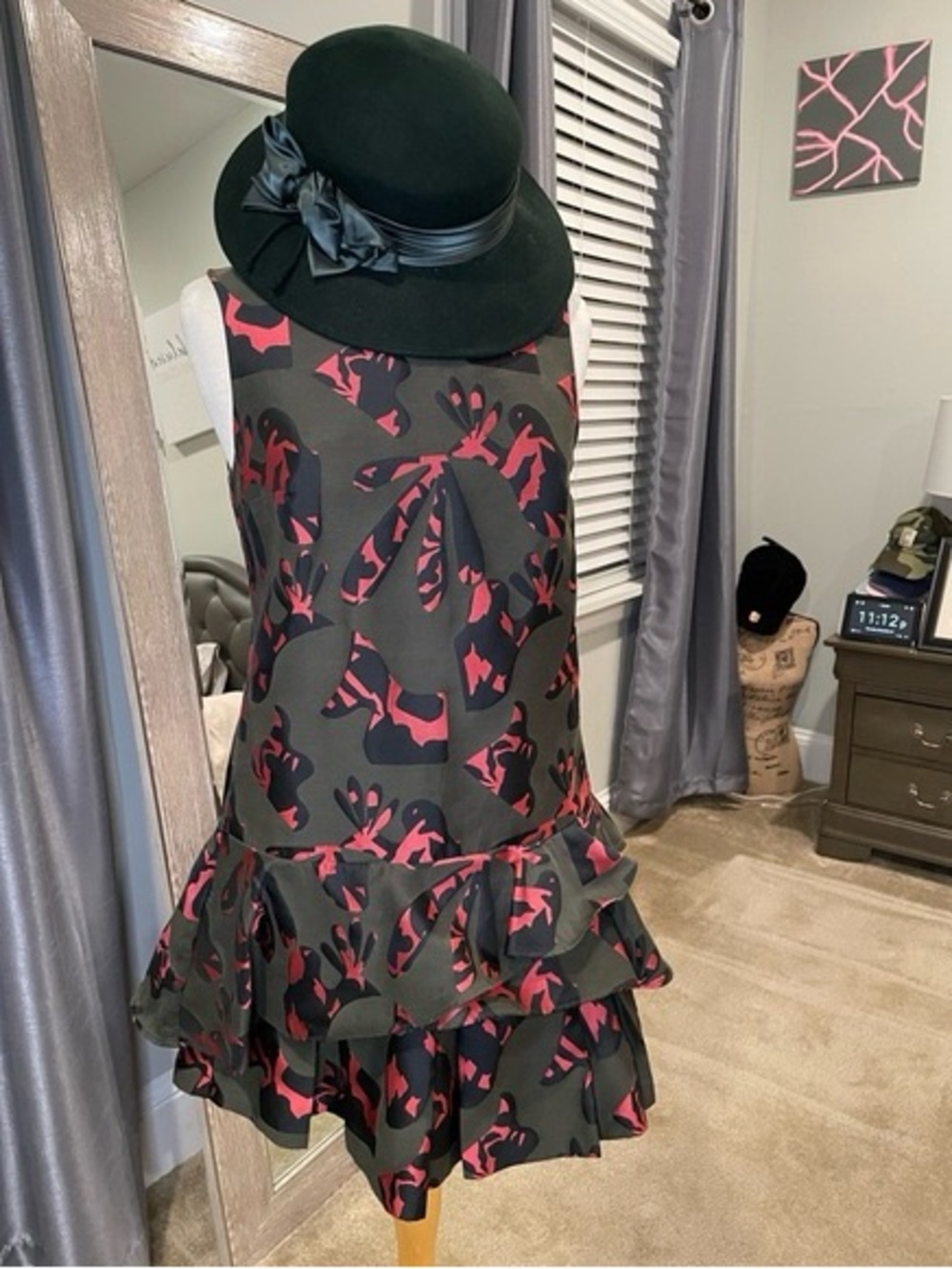 Banana Republic Black Dress with Pink Floral Accents
